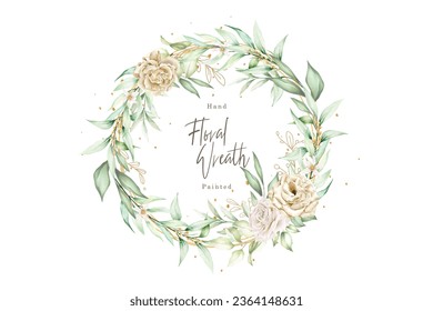 watercolor white roses wreath illustration