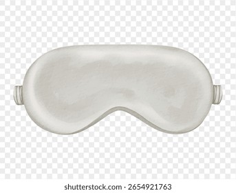 Watercolor white sleeping eye mask summer travel accessory isolated element. Vector.