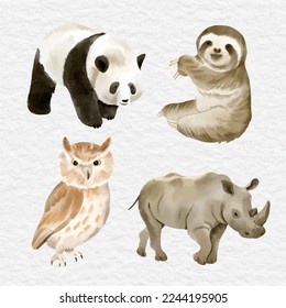 watercolor wild animal clip art element