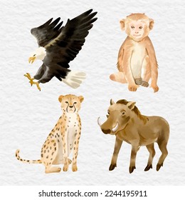 watercolor wild animal clip art element safari