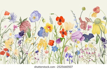 Watercolor wild floral illustration – Wildflowers