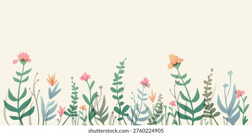 Frontera flores silvestres acuarela