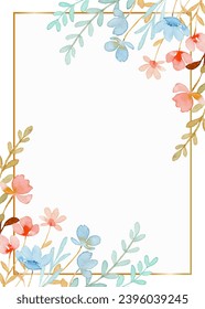 Watercolor wildflower frame for wedding, birthday, card, background, invitation, wallpaper, sticker, decoration etc.