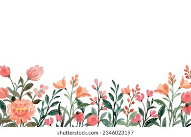 Watercolor wildflower garden for wedding, birthday, card, background, invitation, wallpaper, sticker, decoration etc.