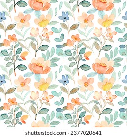 Watercolor wildflower seamless pattern for background, fabric, textile, fashion, wallpaper, wedding, banner, sticker, decoration etc.