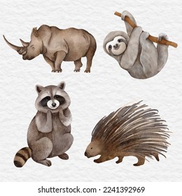 watercolor wildlife animal collection element collection