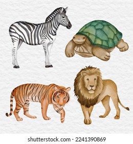 watercolor wildlife collection illustration element clip art