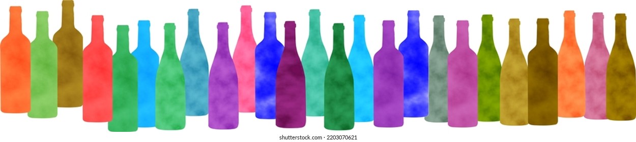 Watercolor wine bottles. Vector illustration.