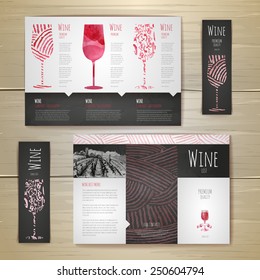 Watercolor Wine concept design. Corporate identity. Document template