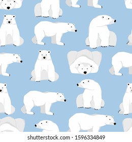 Watercolor winter background with polar bear,ice.Vector illustration seamless pattern for background,wallpaper,frabic.Editable element