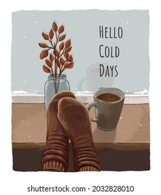 watercolor winter cold days illustration 