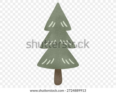 Watercolor winter pine tree cozy nature illustration vector.