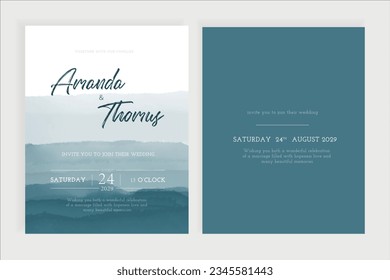 Watercolor winter posters set. Creative abstract banners with blue brush strokes. Delicate luxury covers and backgrounds for design of brochure and wedding invitation. Cartoon flat vector illustration