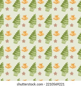 Watercolor winter seamless pattern with christmas tree background, Christmas Vector Illustration
