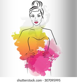 watercolor woman portrait.