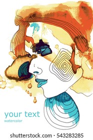 watercolor woman , poster and your text