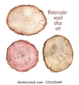 Watercolor Wood Slice Set