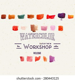 watercolor workshop, banner for presentation on watercolor paper. EPS10