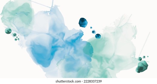 Watercolor world art background vector. Wallpaper design with paintbrush and stain splash. Earth tone blue, mint green, watercolor Illustration for prints, wall art, cover, and invitation cards.