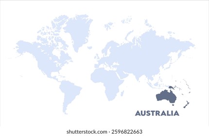 Watercolor world map with Australia-06, Map of Australia, highlighted on the world map, Australia on the world map, Satellite view, Australia location on the globe.