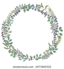 Watercolor wreath with field flowers