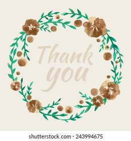 Watercolor wreath with flowers