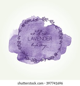 Watercolor wreath with lavender. hand drawn