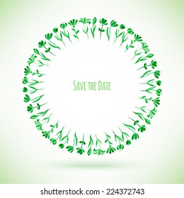 Watercolor wreath, vector illustration, place your text in center