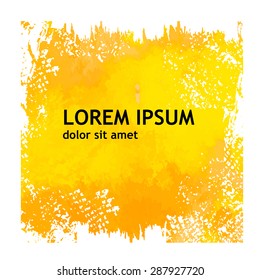 Watercolor yellow background. Vector