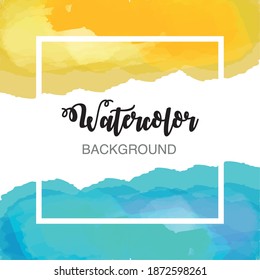 watercolor yellow and blue grunge decoration background vector illustration