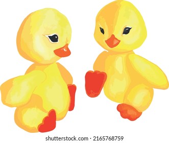watercolor yellow ducklings can be used to create a pattern on fabric, invitations, wrapping paper, and so on