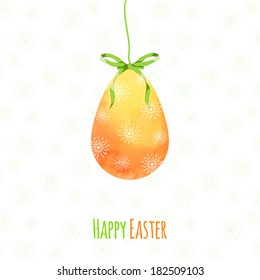 Watercolor  yellow Easter egg. Vector illustratiom