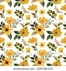Watercolor yellow flower pattern for background, fabric, textile, fashion, wallpaper, wedding, banner, sticker, decoration etc.
