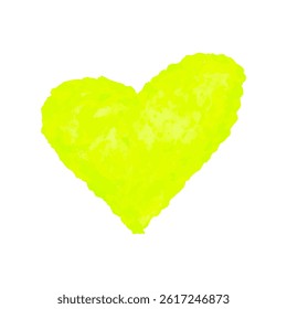 Watercolor yellow heart painted in delicate aquarelle style. Hand drawn romantic watercolor heart for valentine, love, wedding and romantic decoration. Isolated watercolor heart on white background.