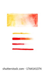 Watercolor yellow and red vector elements set. Paper texture, abstract background for your design with isolated elements.