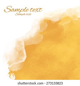 Watercolor Yellow Sand Rough Corner Background Texture Closeup. Top View