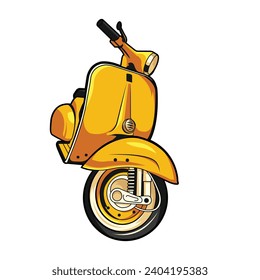 Watercolor yellow scooter design vector