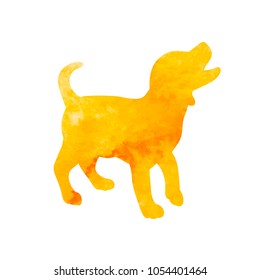 watercolor yellow silhouette dog