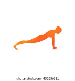  Watercolor yoga silhouette on a white background