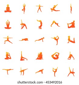  Watercolor yoga. Yoga silhouette set. Silhouette on a beautiful watercolor background