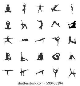  Watercolor yoga. Yoga silhouette set. Silhouette on a beautiful watercolor background