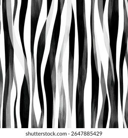 Aquarel zebra streep patroon, zwart en wit, grunge lijnen ikat patroon, ikat naadloze patroon, Vector illustratie achtergrond voor het afdrukken van het papier.