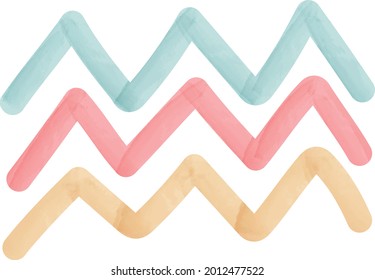 elemento de color de agua zig zag para diseño en estilo boho