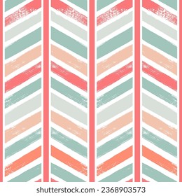 Watercolor zigzag stripes seamless vector pattern, Christmas decor background. Abstract chevron brush texture lines, striped pastel lines print.