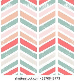 Watercolor zigzag stripes seamless vector pattern, Christmas decor background. Abstract chevron brush texture lines, striped pastel lines print.