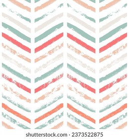 Watercolor zigzag stripes seamless vector pattern, Christmas decor background. Abstract chevron brush texture lines, striped pastel lines print.
