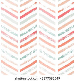 Watercolor zigzag rayas sin fisuras patrón vectorial, fondo de decoración navideña. Resumen de líneas de textura de pincel de chevron, estriado de líneas pastel.
