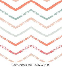 Watercolor zigzag stripes seamless vector pattern, Christmas decor background. Abstract chevron brush texture lines, striped pastel lines print.