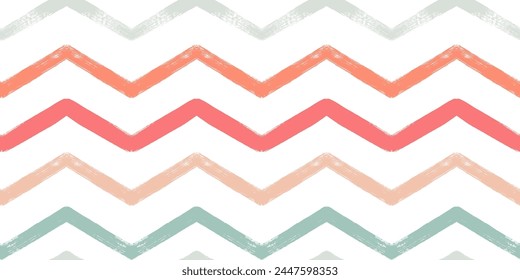 Watercolor zigzag stripes seamless vector pattern, Christmas decor background. Abstract chevron lines, striped pastel lines print.