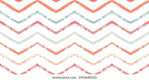 Watercolor zigzag stripes seamless vector pattern, Christmas decor background. Abstract chevron lines, striped pastel lines print.